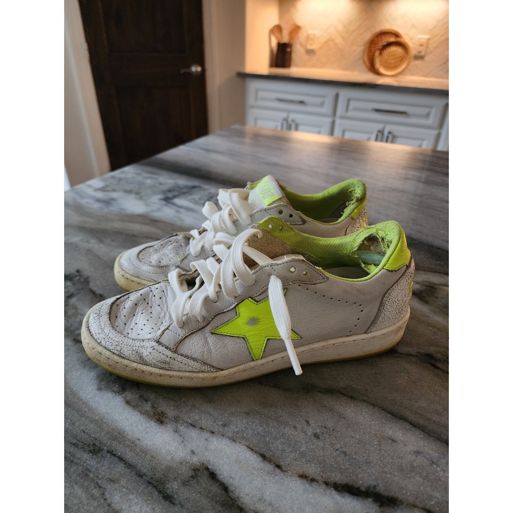 Golden Goose Ball Star Sneakers White Neon Yellow Leather EU 37 Women